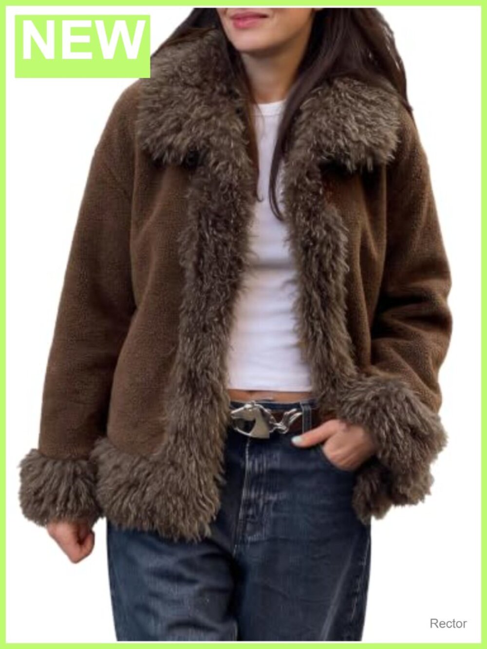 Faux Fur Jacket Warm Winter Shaggy Fluffy Coat